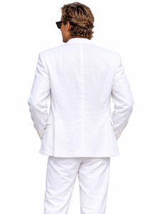 White blazer with notch lapel and button closure