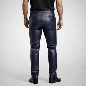Navy Blue Genuine Sheepskin Leather Trousers