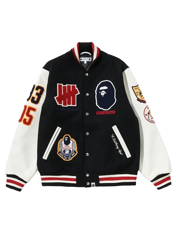 BAPE x UNDEFEATED 2026 Black Varsity Jacket