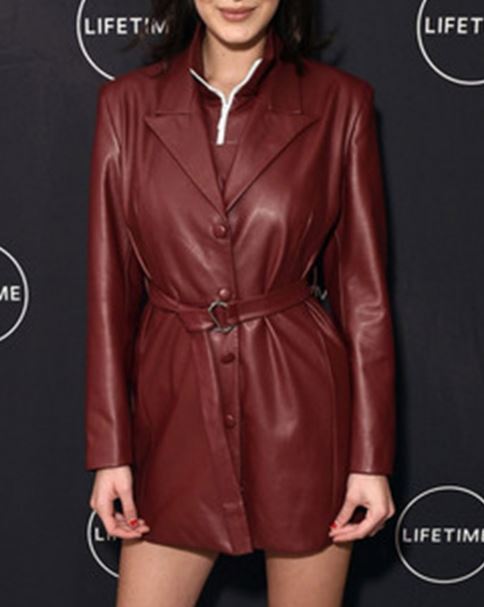 Bella Hadid Brown & Red Women Leather Coat