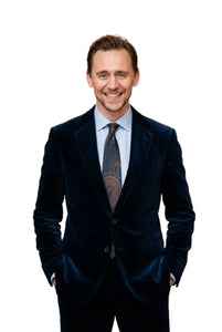 Tom Hiddleston inspired blue velvet formal blazer