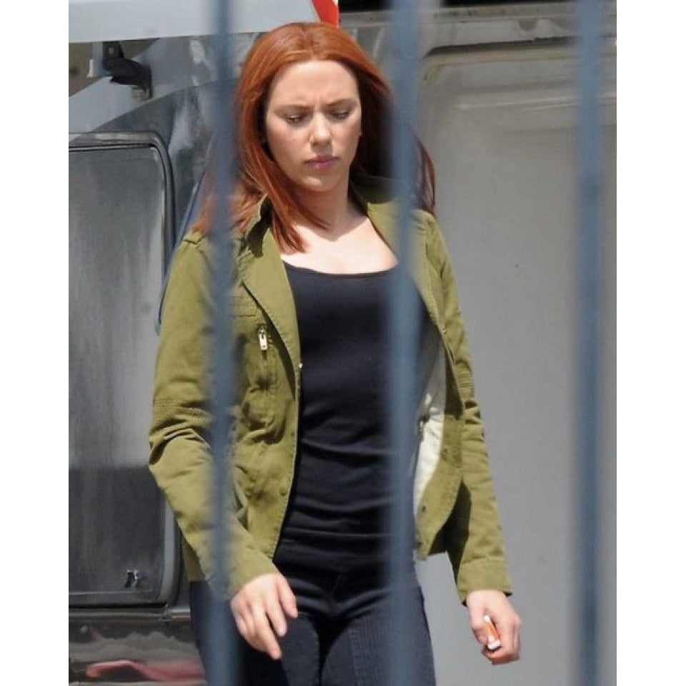 Captain America The Winter Soldier Black Widow Green Jacket