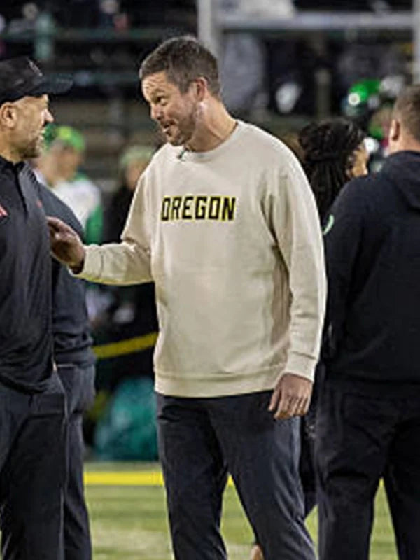 Dan Lanning Oregon Ducks 2026 Cream Fleece Crewneck Sweatshirt