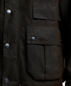 Dark Brown Barbour Jacket with Zipper Closure