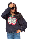 Good Girls Go To New York Full Zip Up Navy Blue Fleece Hoodie