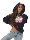Good Girls Go To New York Full Zip Up Navy Fleece Hoodie
