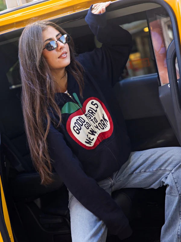 Good Girls Go To New York Hoodie in Navy