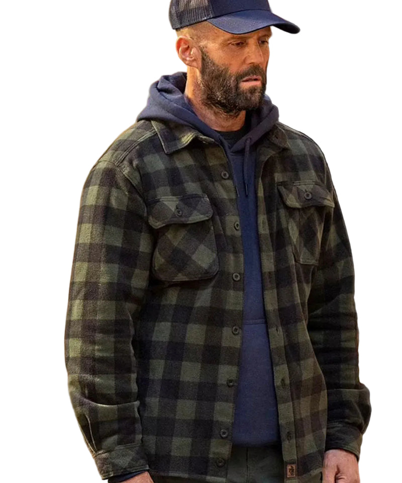 Jason Statham The Beekeeper green plaid jacket