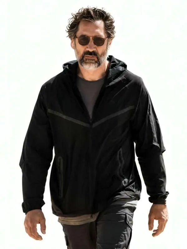 Black Jacket with Zipper Closure and Waist Pockets