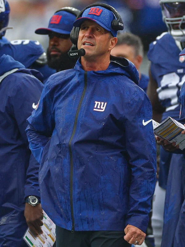 John Harbaugh Giants jacket in blue