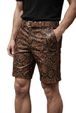 Brown Snakeskin Print Faux Leather Shorts