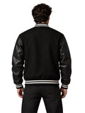 Black varsity jacket with rib-knitted collar