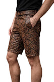 Brown Faux Leather Streetwear Shorts