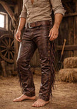 Men's Western Fringe Leather Pants