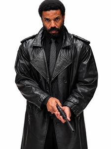 Michael B. Jordan Miami Vice 85 black leather trench coat