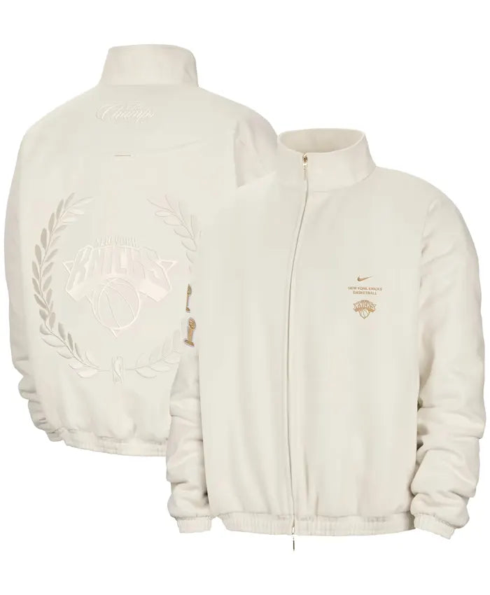 Re-Creation New York Knicks Nike 2026 NBA Finals Champions Standard Issue Full-Zip White Fleece Jacket