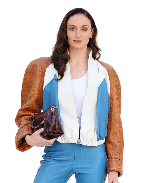 Paris Fashion Week Sophie Turner leather jacket