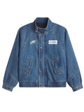 Blue Jacket with Buttoned Front Closure