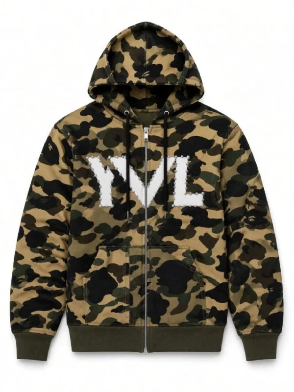 Playboi Carti x YVL x Bape Camo Zip-Up Hoodie