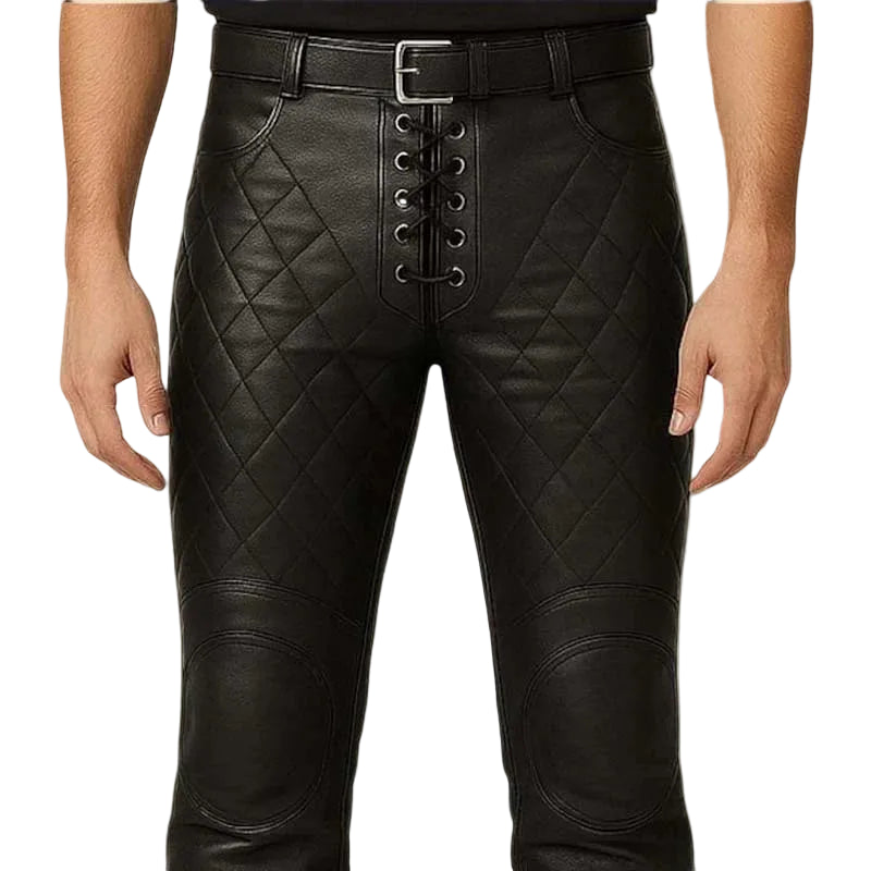 Lace Up Black Leather Pants