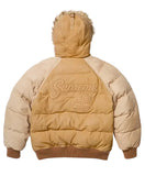 Front view of the re-created suede puffer jacket