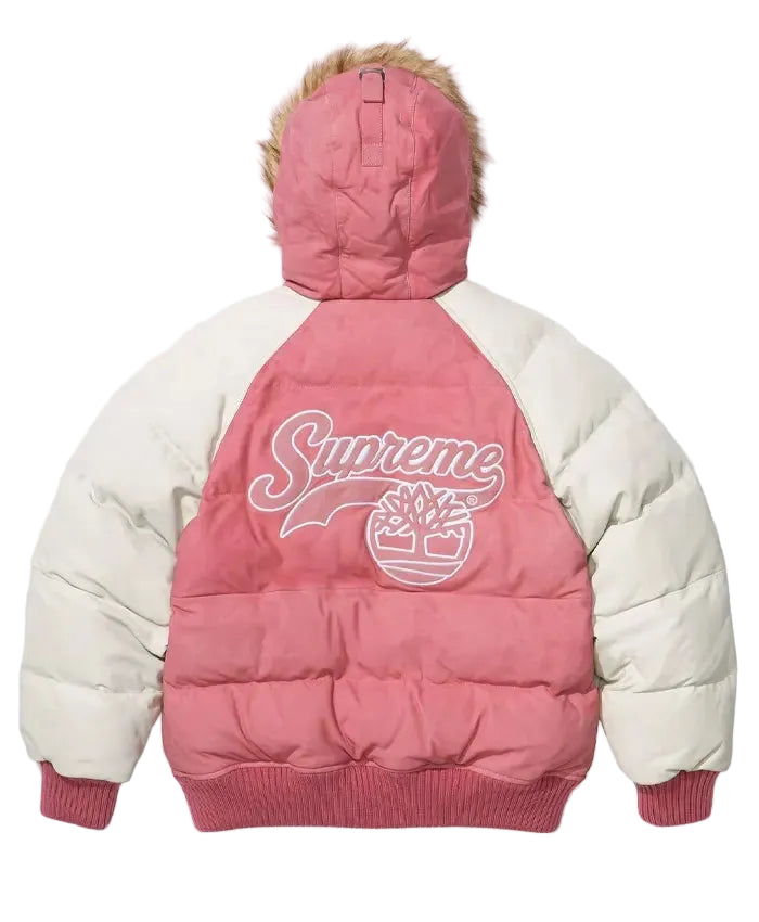 Supreme x Timberland inspired jacket with fur hood