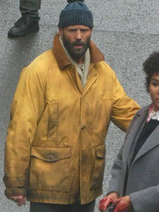 Jason Statham Adam Clay mustard jacket