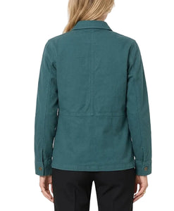 Teal Cotton Utility Jacket with Button Closure