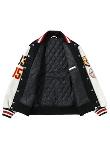 UNDEFEATED x A BATHING APE Black and White Varsity Jacket