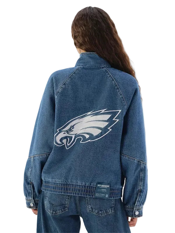 Women’s Philadelphia Eagles Off-Season Blue Oversized Denim Jacket
